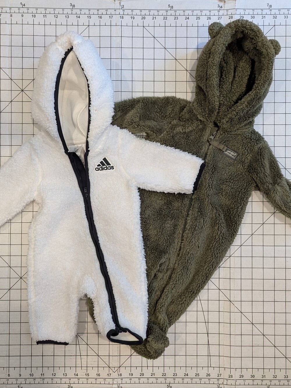 TWO Winter One Piece Fleece Coats For Baby 3-6 Months